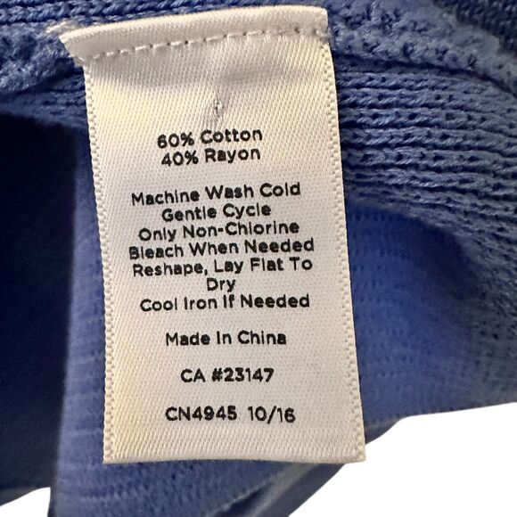 Talbots Womens Blue Knit Open Thick Rayon Ribbing Cardigan Sweater Size L - Picture 4 of 7